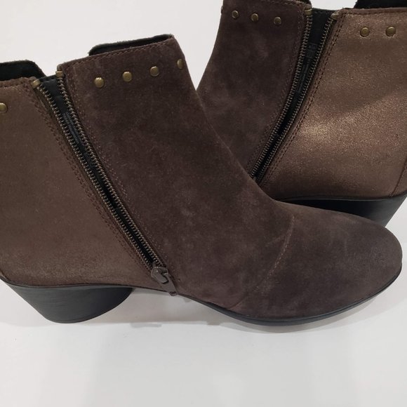 Romika Womens boots metallic brown suede studs size 11 / 42 NEW no box side zip - Picture 4 of 6